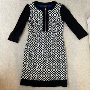Tahari Arthur S. Levine Navy/Black and White Geometric Dress